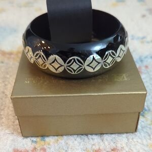 Black and Silver Geometric Bangle